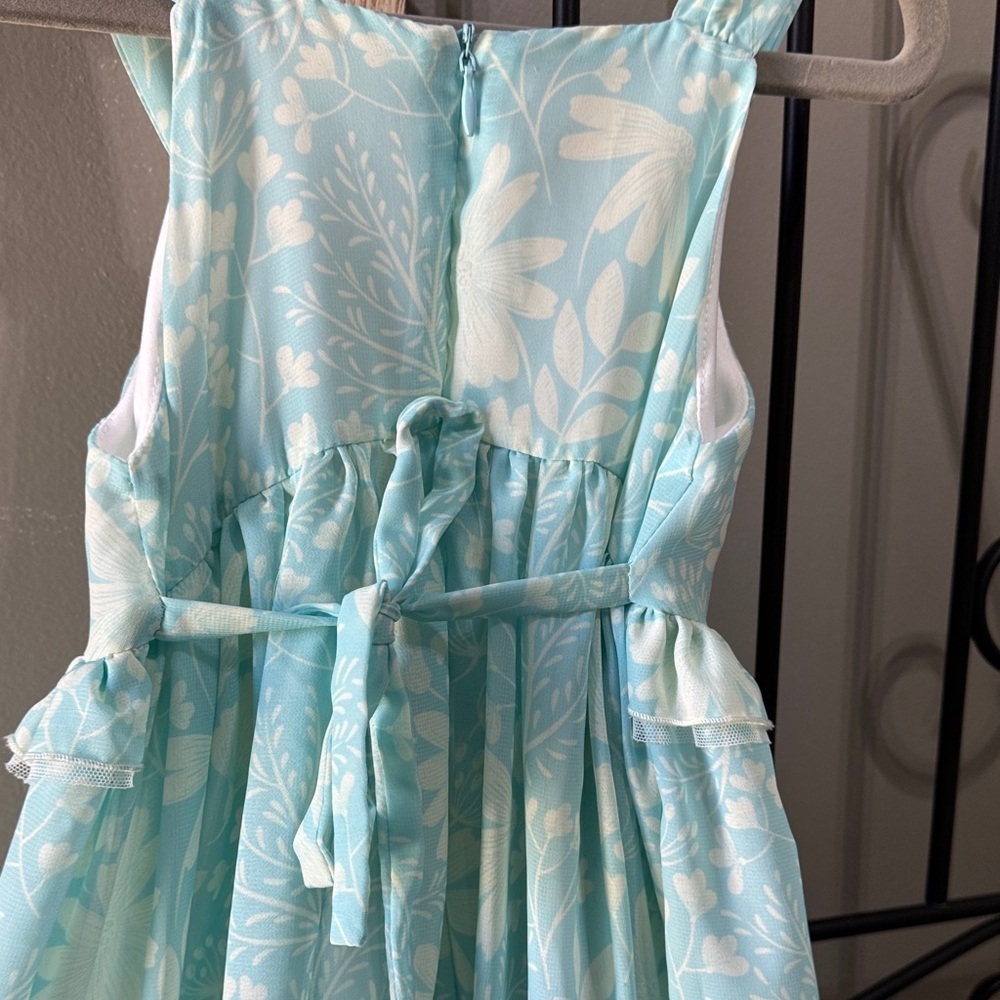 Isobella & Chloe Light Blue Ruffle Dress 4 Church Wedding - Picture 8 of 11